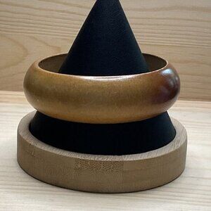 Vintage Wooden Bangle Bracelet Light Brown